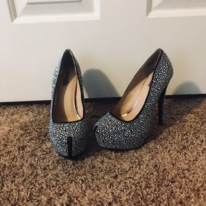 Black Rhinestone Pumps